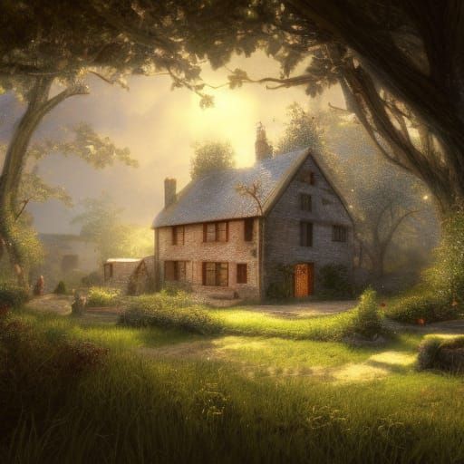 old and cosy border oak farmhouse in christmass senery, 8k resolution concept art hyperdetailed dynamic lighting intrica...