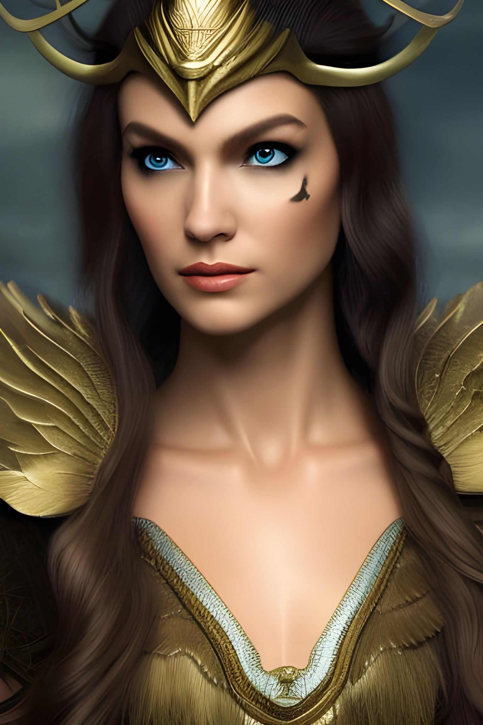 Valkyrie Portrait in Watercolor Style