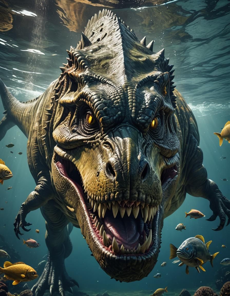 Underwater T-Rex Captures Giant Fish