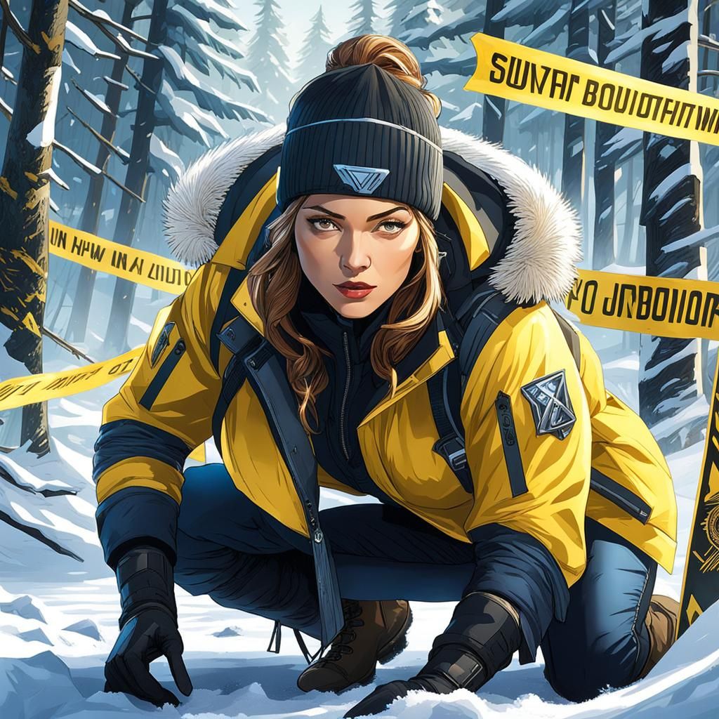 Detective Searches for Clues in Snowy Nordic Scene