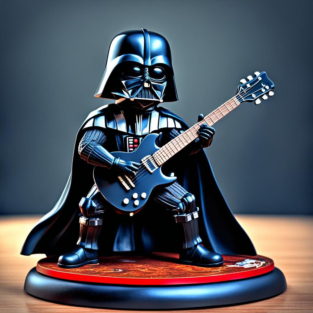 Hyperrealistic Darth Vader Bobblehead Rocking Guitar