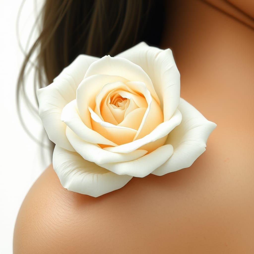 Ethereal White Rose Portraits in Organic Pop Art Style