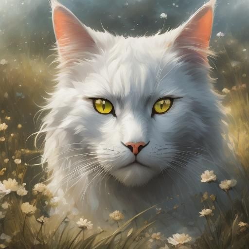 Cats Strolling in Meadow: Hyper-Realistic Digital Art