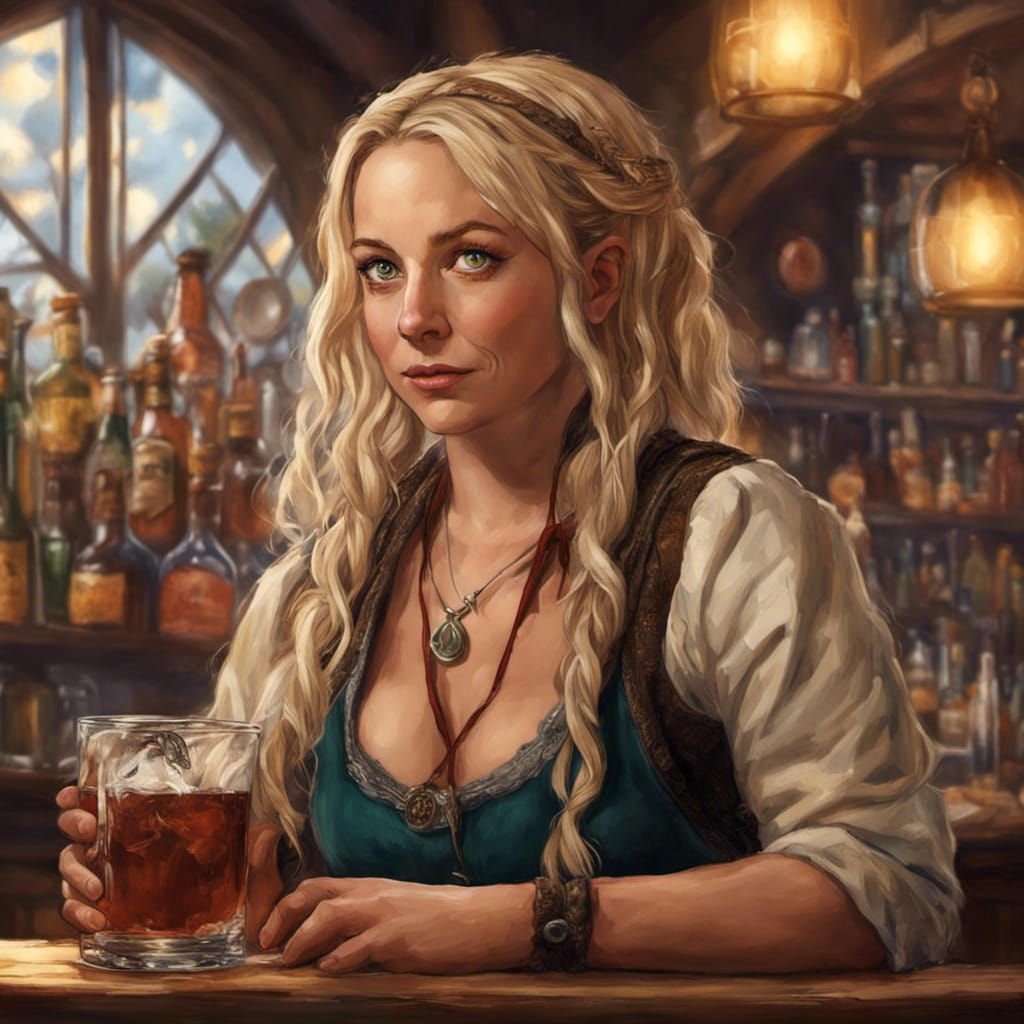 Penny as Hobbit Barmaid: Hyperrealistic Concept Art