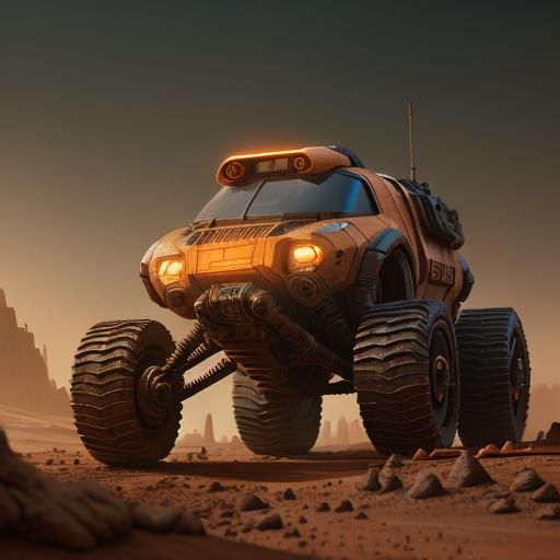 Futuristic Martian Surface Crawler on Mars
