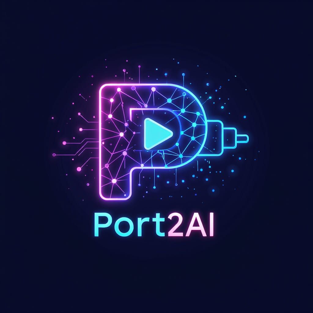 Port2AI YouTube Logo: Neural Network P with Plug Icon