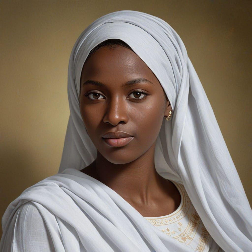 Sudanese Woman Portrait in Classical Oil Painting Style