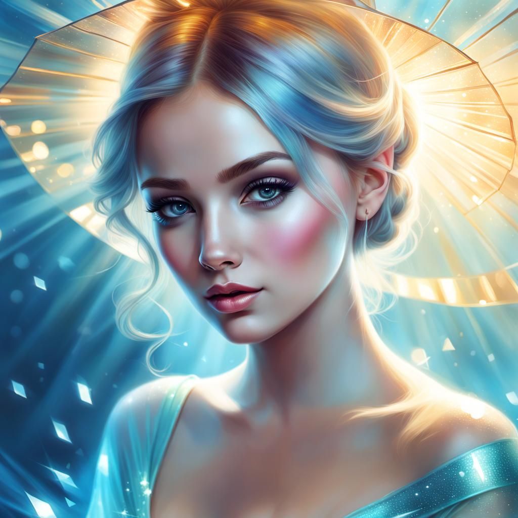 Ethereal Woman Made of Shimmering Light