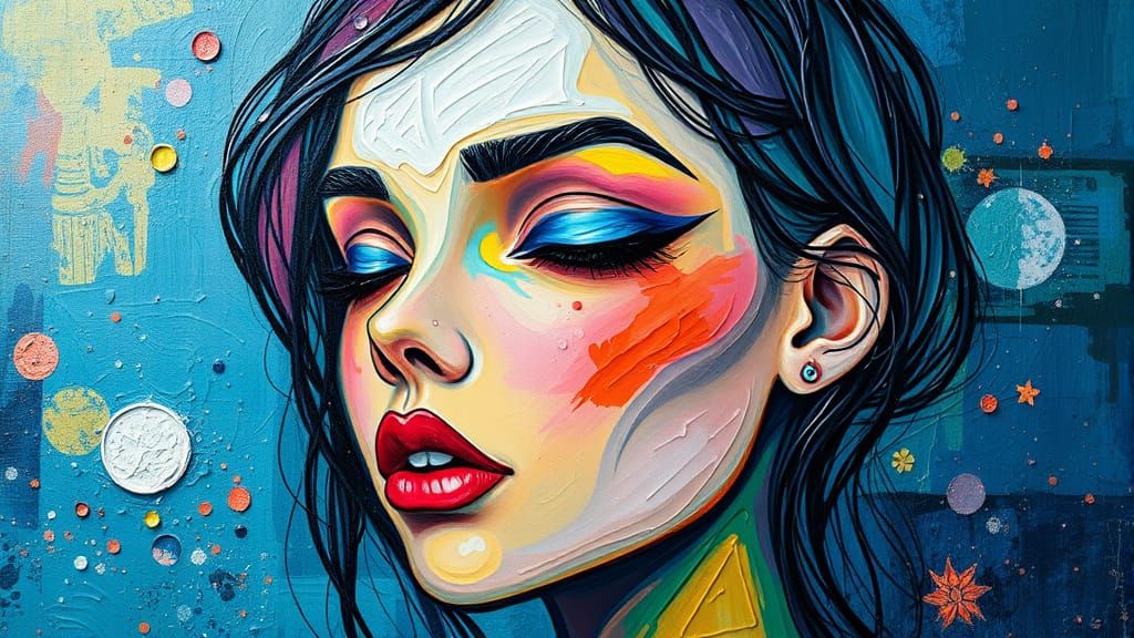 Colorful Cartoon Earth in Expressionist Oil Painting