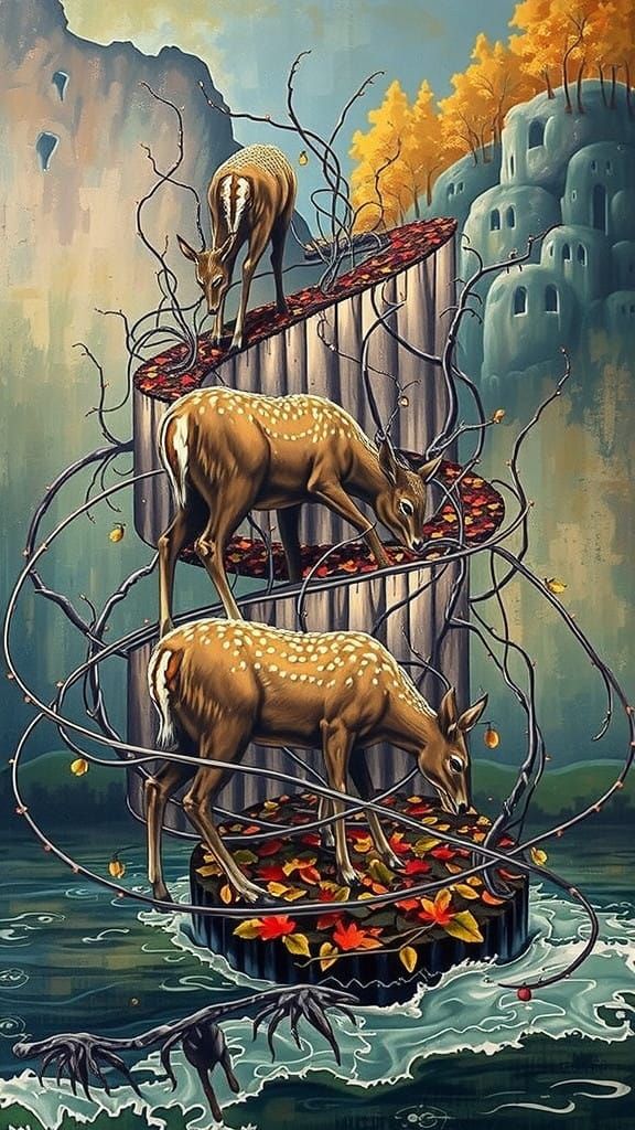 Surreal Forest Path Unfolds in Vibrant, Dreamlike Beauty