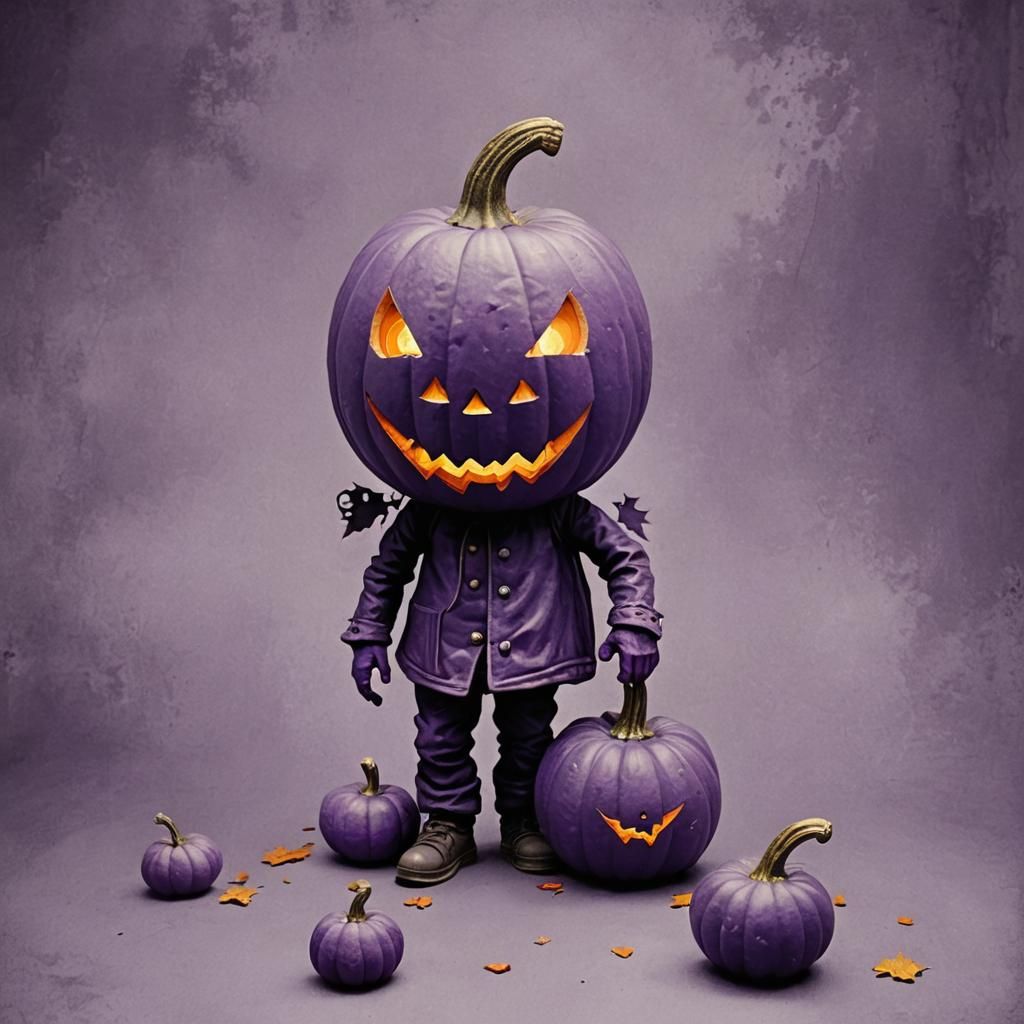Purple Pumpkin Man AI Image