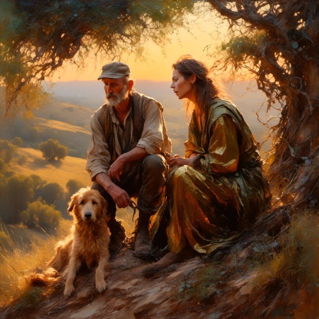 Shepherd Portrait in Impressionistic Oil Painting Style