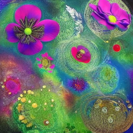 Extravagant Flower Art Quilt Montage