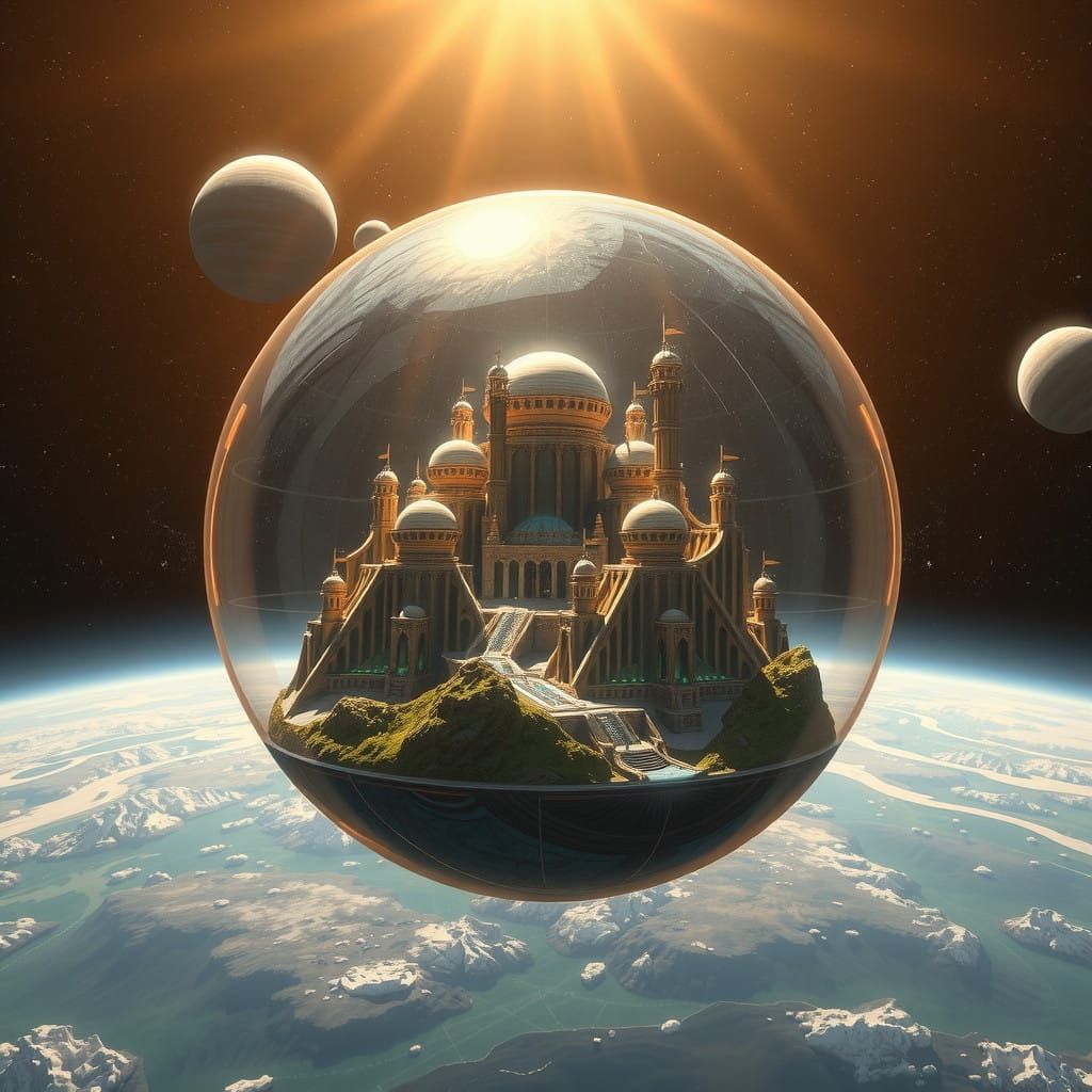 Crystal Fortress City in Celestial Space