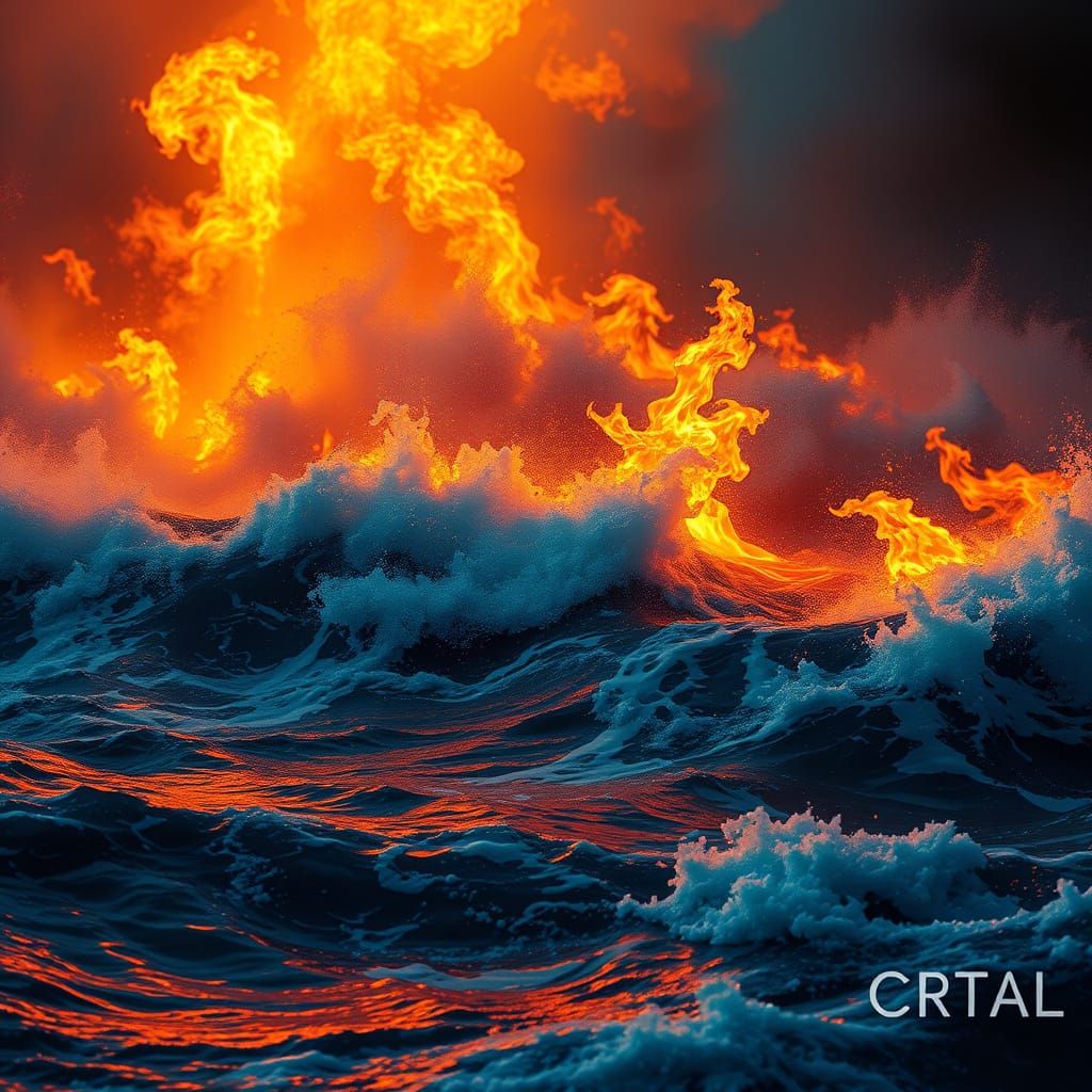 Fiery Waves in Dark Neon Light