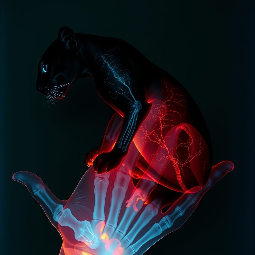 Ethereal X-Ray Panther with Glistening Veins