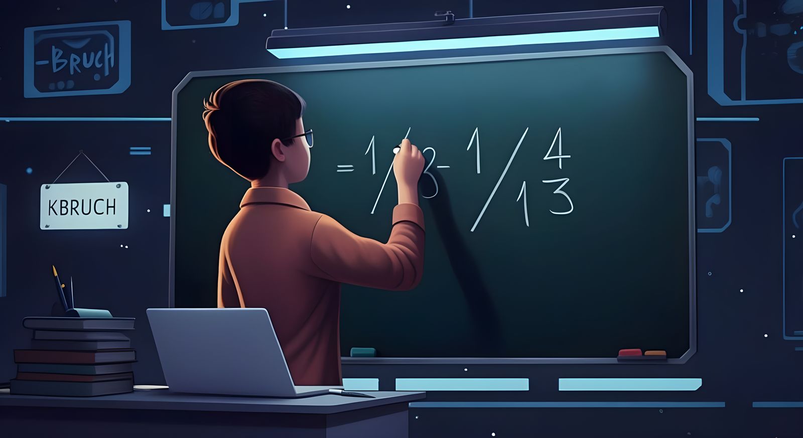 Teacher in Cyberspace Writes Math on Chalkboard with KBruch ...