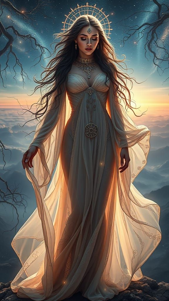 Ethereal Goddess in Cosmic Dreamscape