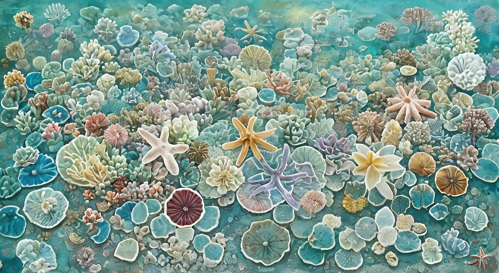 Kaleidoscopic Beach Scene in Watercolors