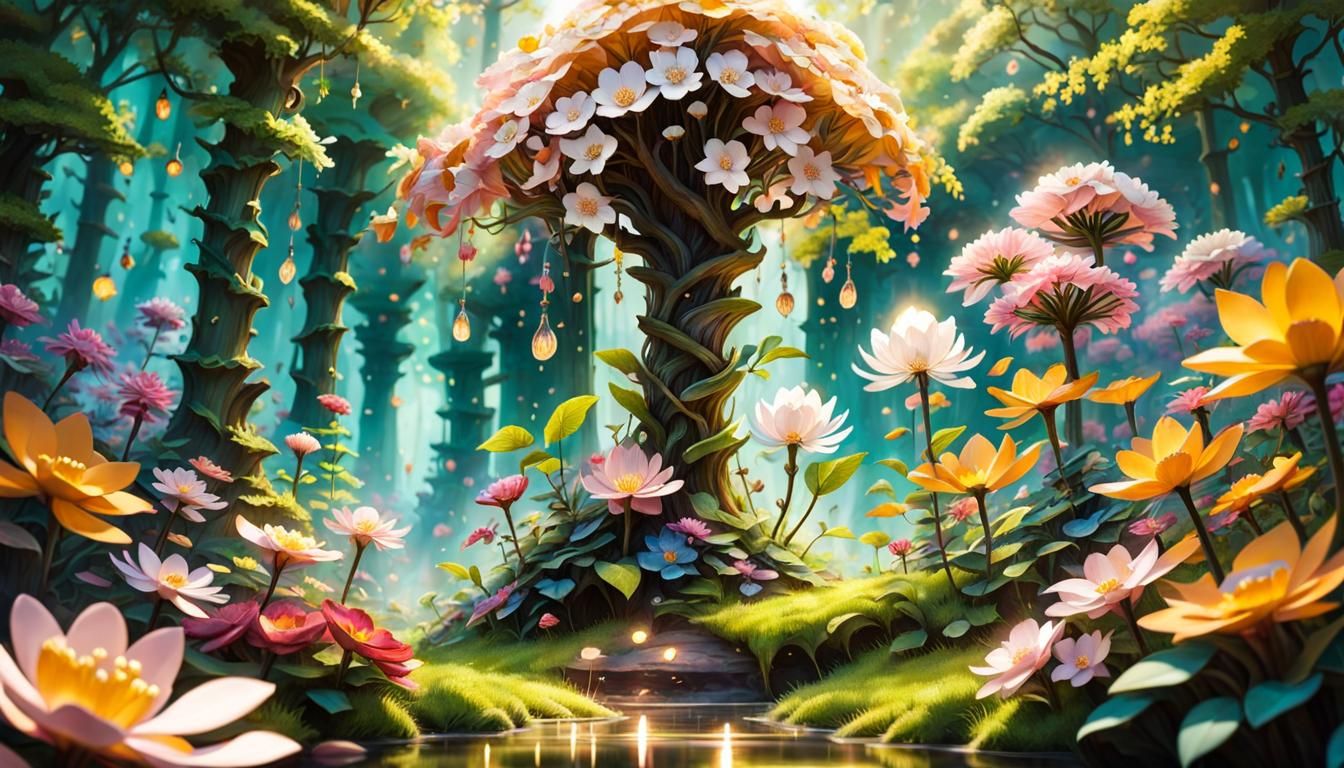 Miniature Fantasy Forest Hidden in Flower Petals