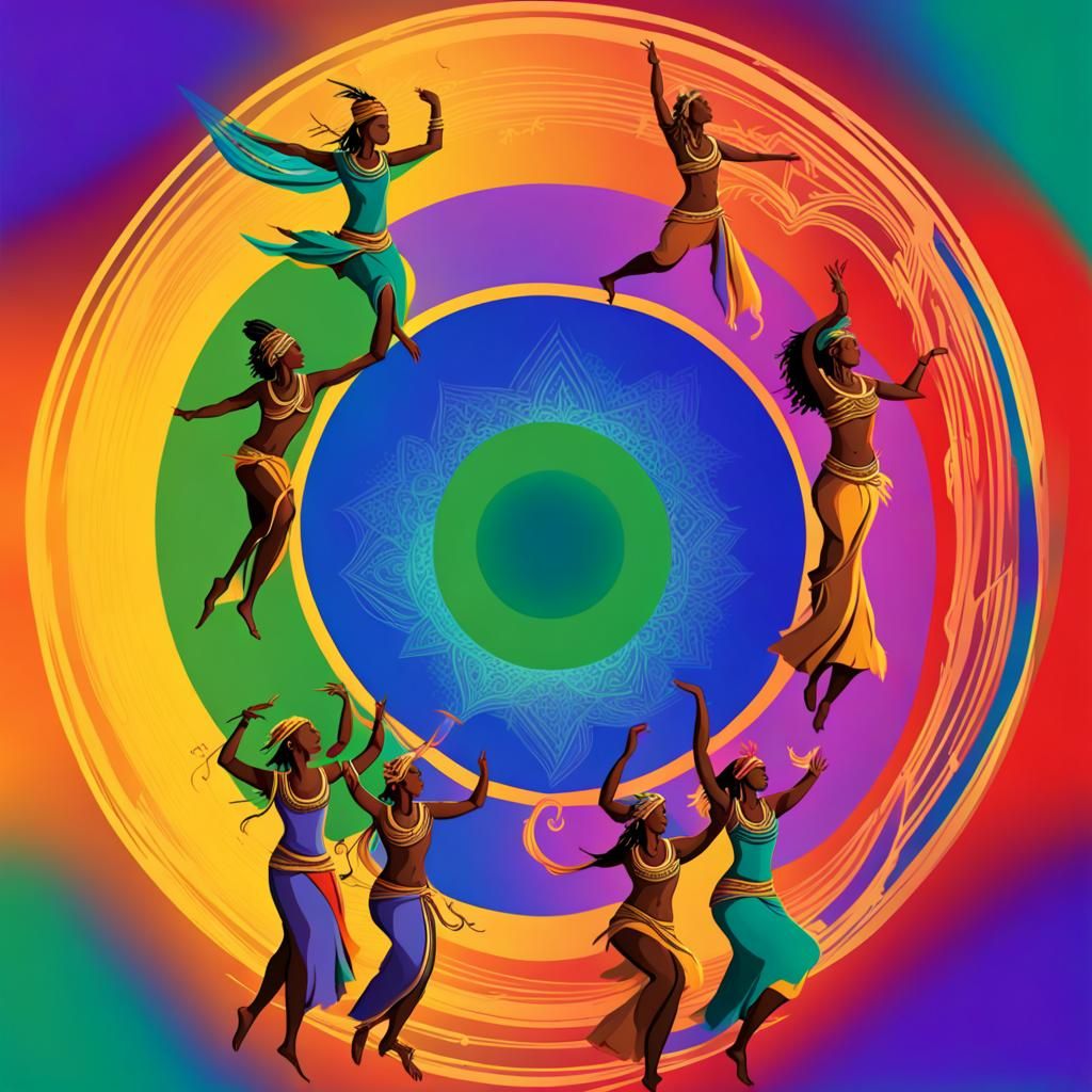 Mystic Tribal Dancers in Golden Age Illustration Style