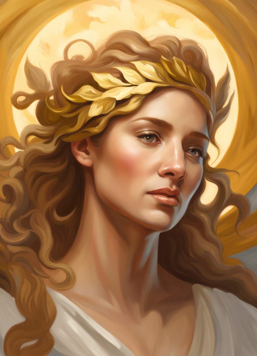 Goddess with Laurel Wreath in Michelangelo Fresco Style