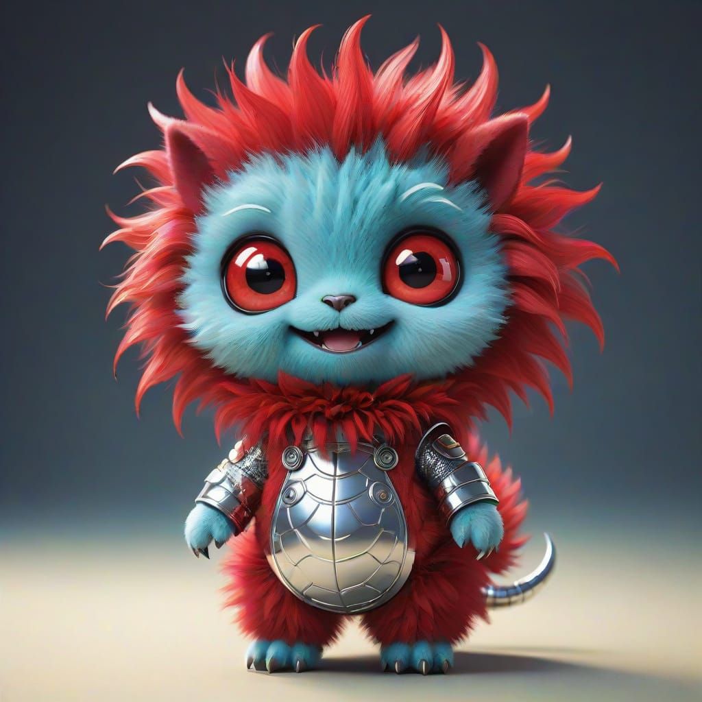 Cute Alien Creature with Spicy Crimson Chrome