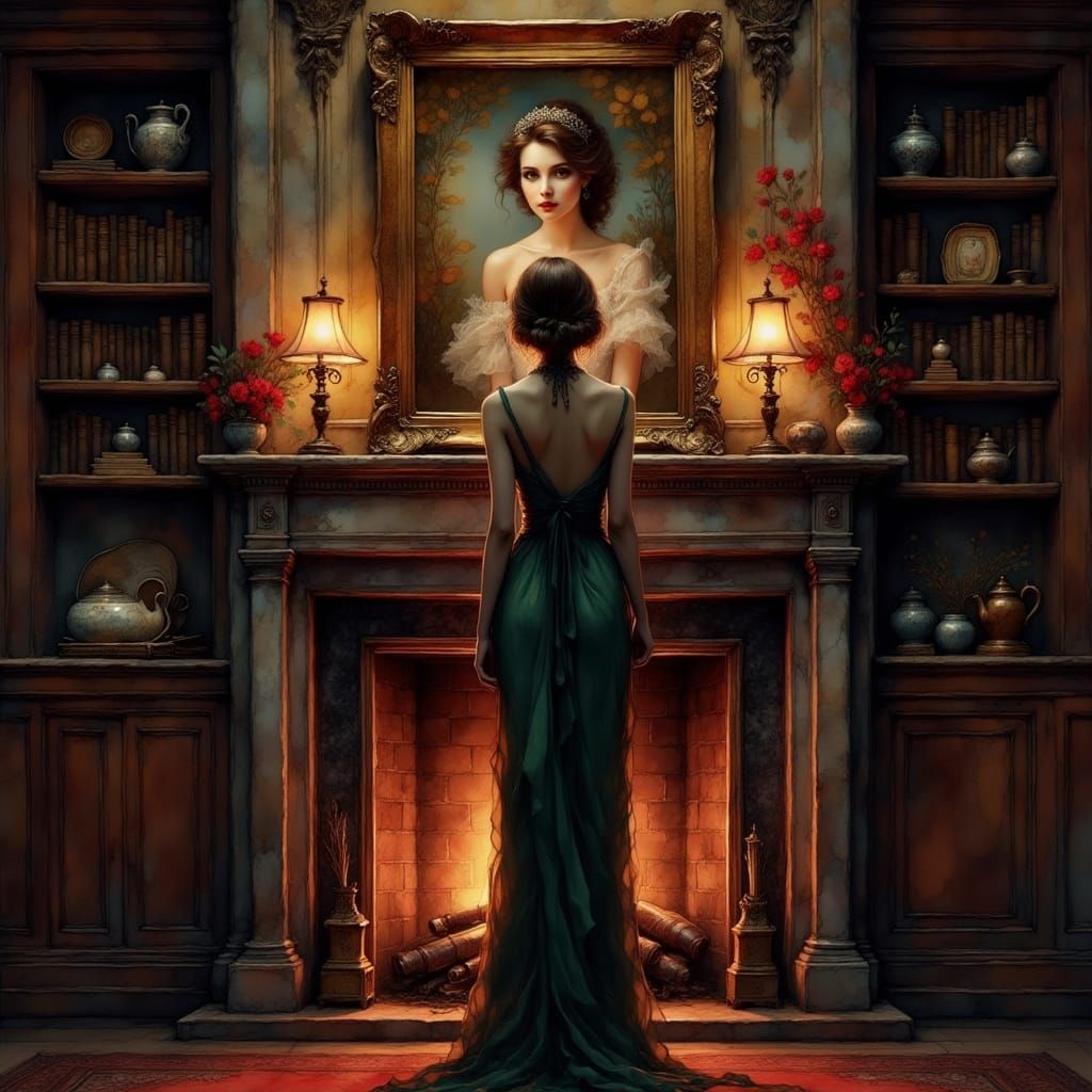 Elegant Young Woman in Film Noir Portrait