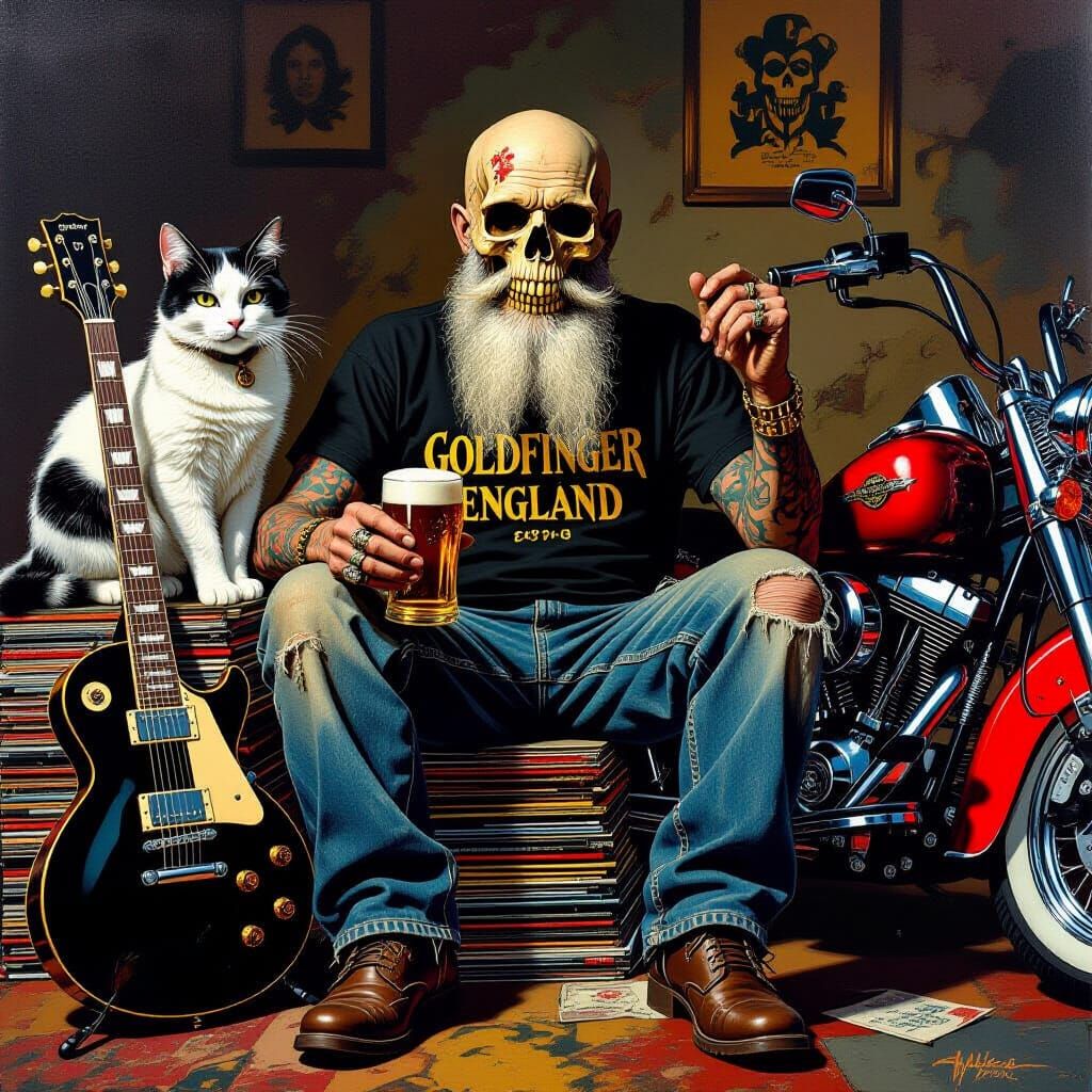 Gold Toothed Skeleton Man in Grungy Room