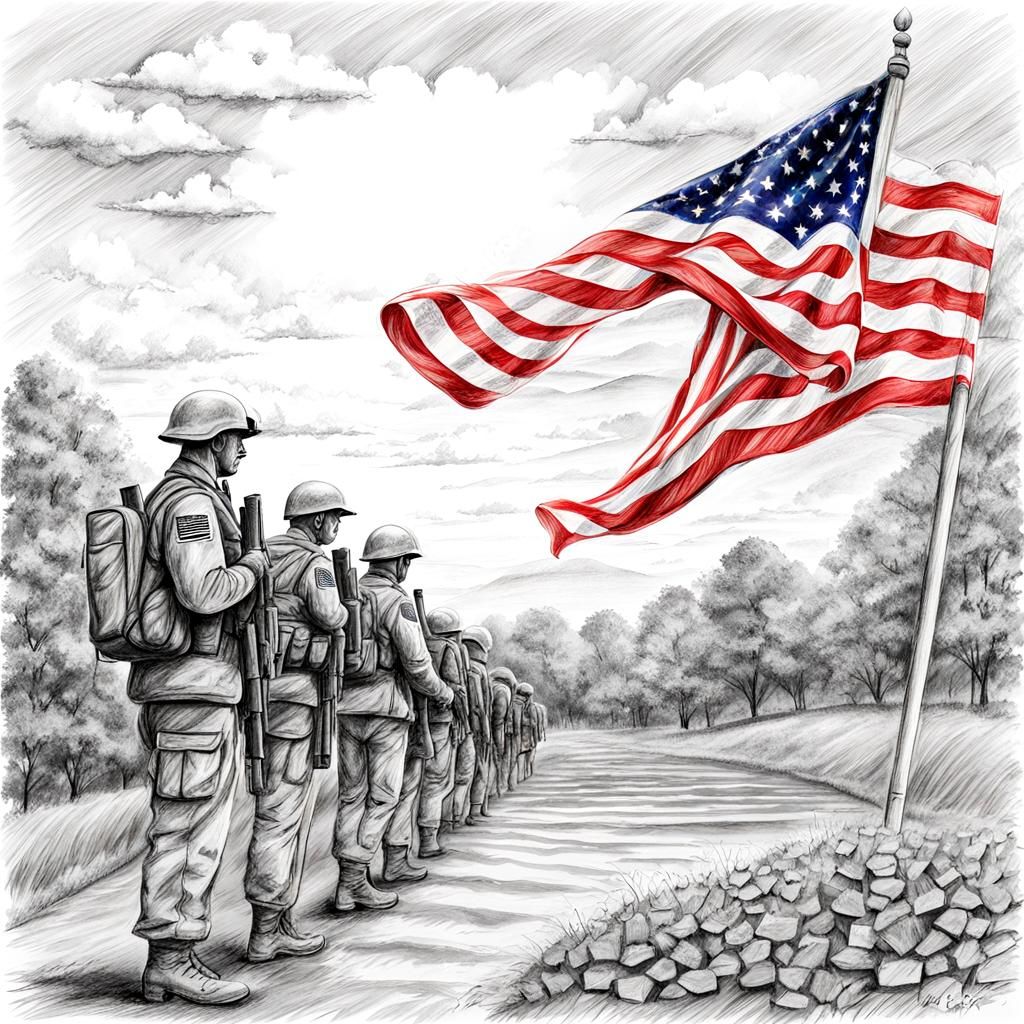 Memorial Day Tribute to Fallen Heroes with USA Flag