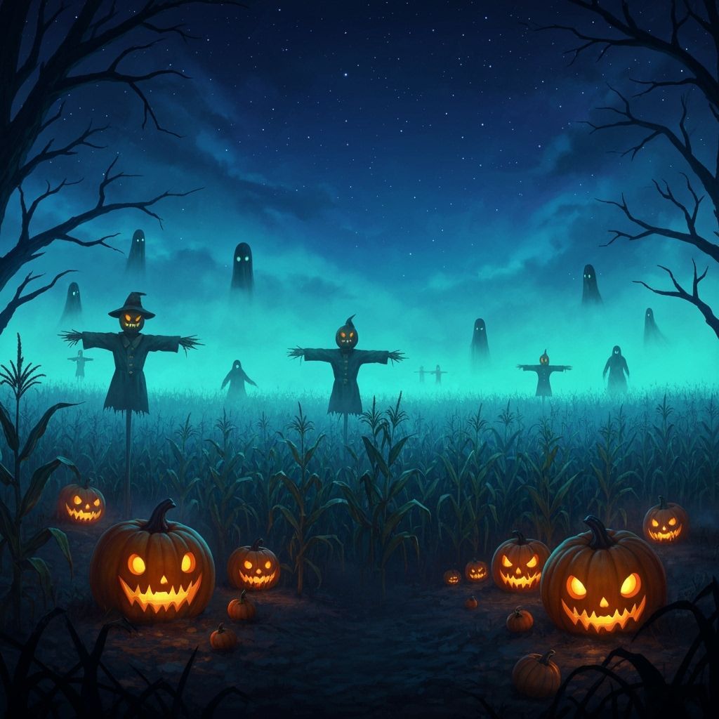 Nightmare Harvest Festival: Eerie Pumpkins in Misty Corn Maz...