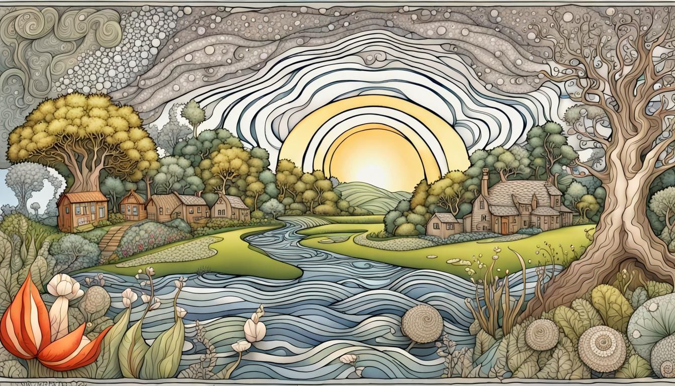 Wind in the Willows: Quantum Zentangle Fractal Art