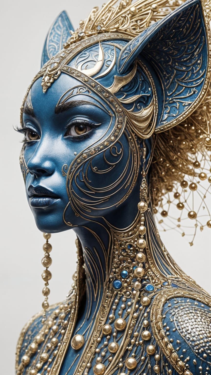 Feline Alien Queen in Royal Attire