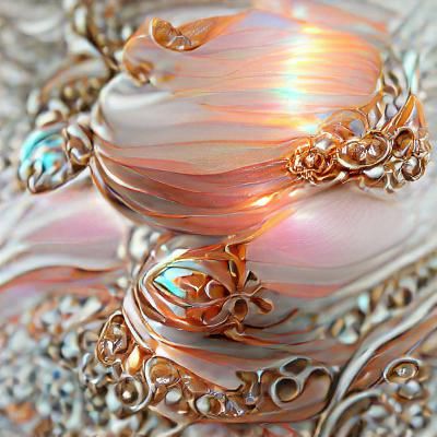 Rose Gold Filigree with Pearls in Digital Art