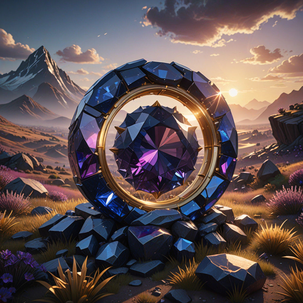 Ethereal Sapphire Realm in Detailed Fantasy Art