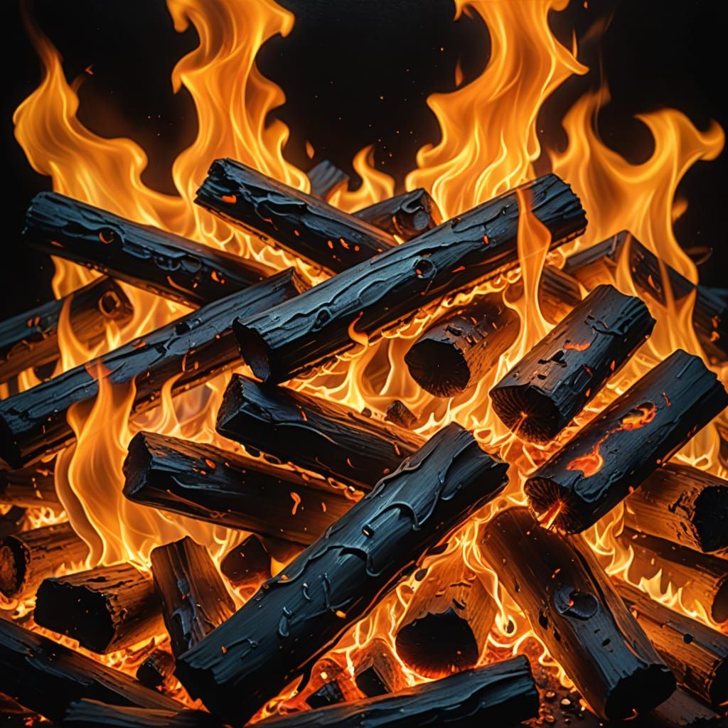 Surreal Fire Dance in Empty Space