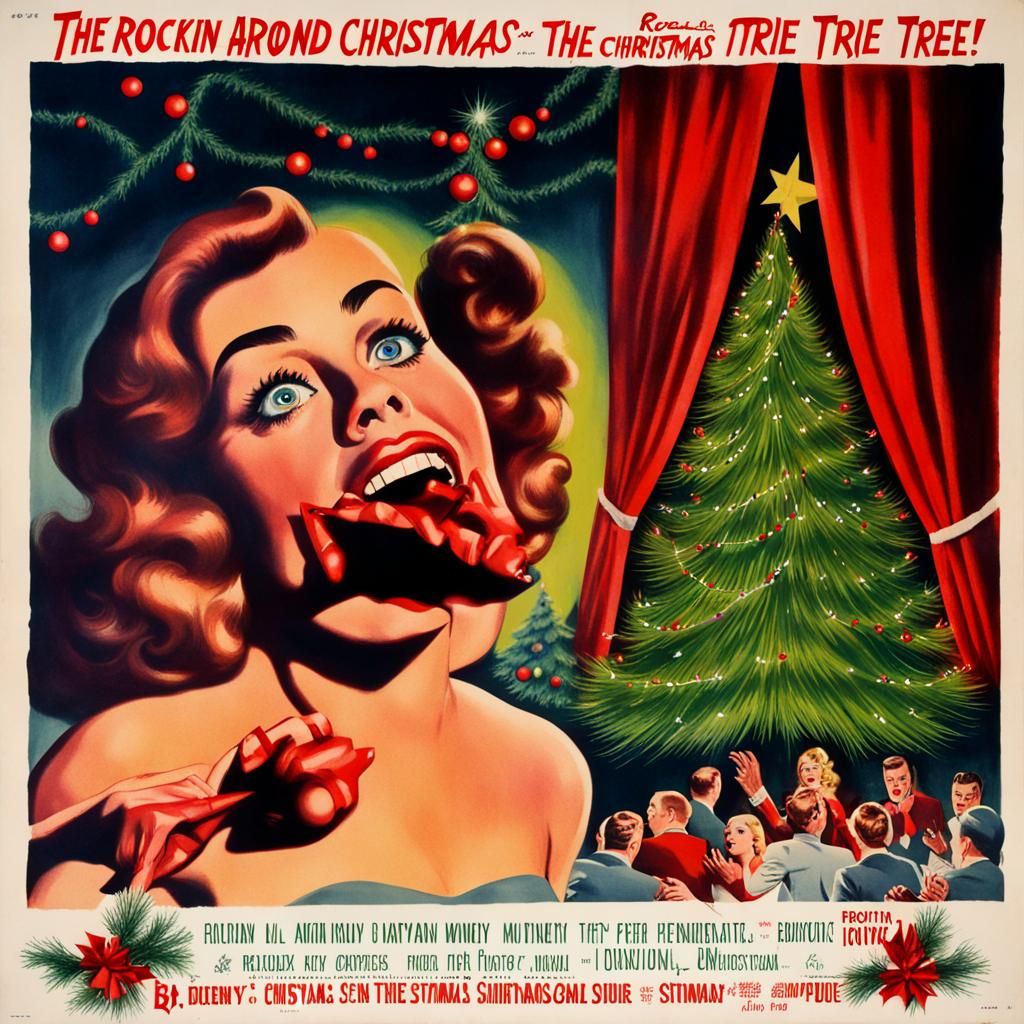Retro Horror Poster: Rockin' Around The Christmas Tree