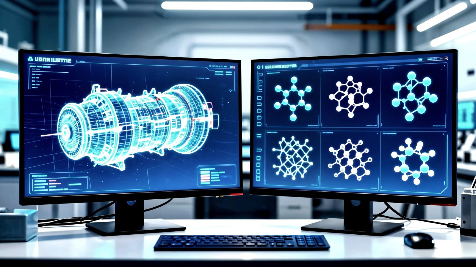 Futuristic Lab Displays Advanced Ion Engine and Xenon Struct...