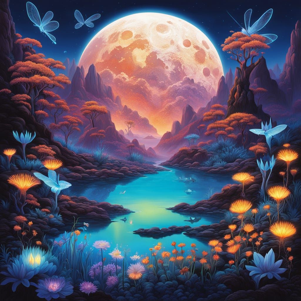 bioluminescent plants and animals create a glowing world on ...