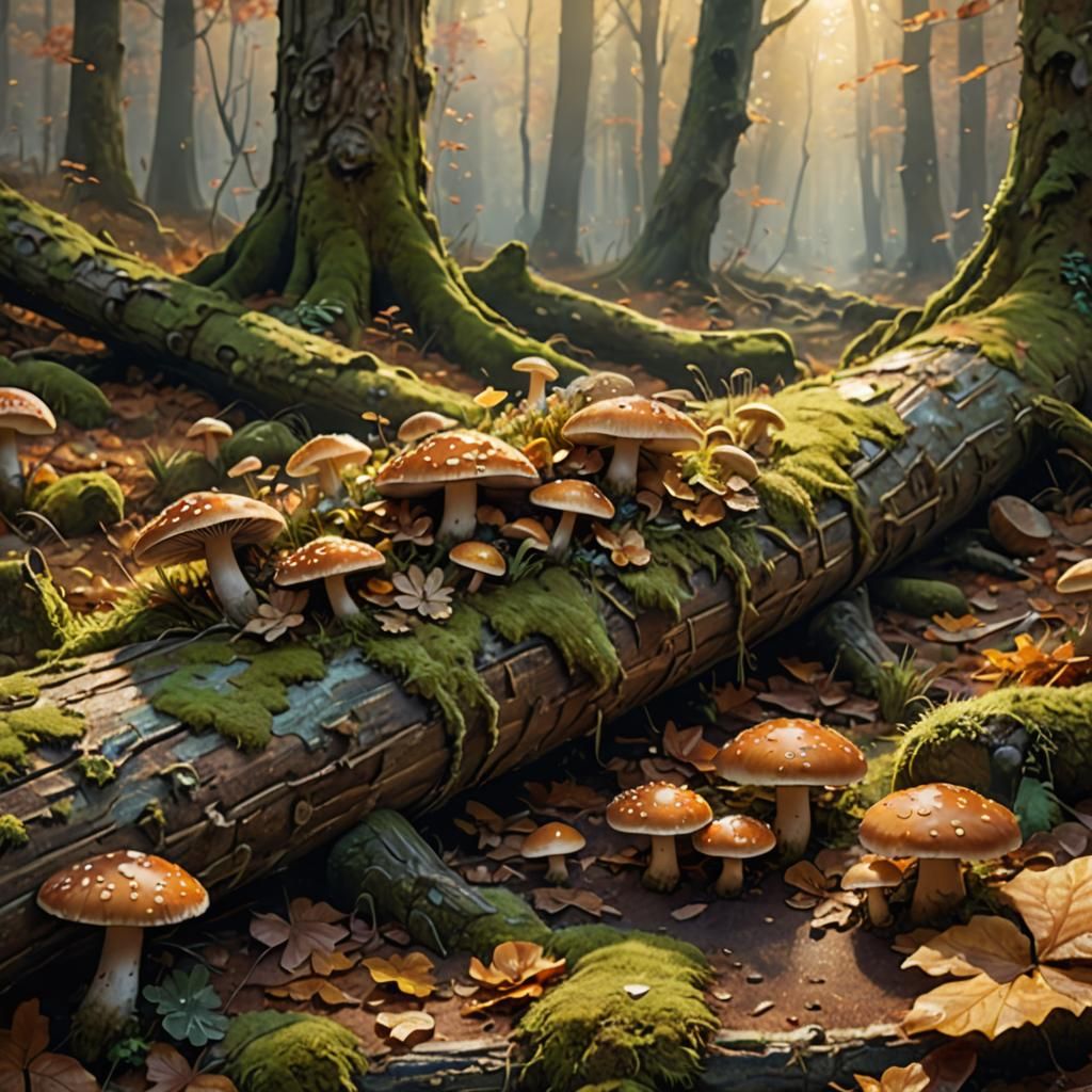 Ethereal Autumn Forest Landscape in Oil Painting Style