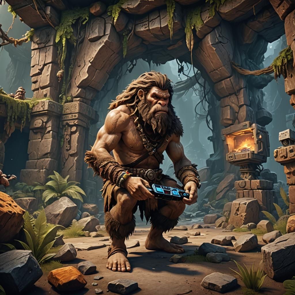 Caveman Enjoys Video Games: Detailed Matte Painting