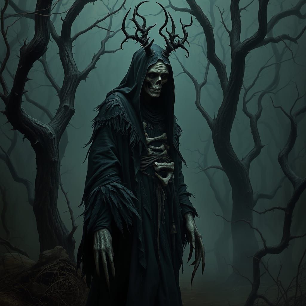 Baba Yaga in Dark Surrealist Digital Painting