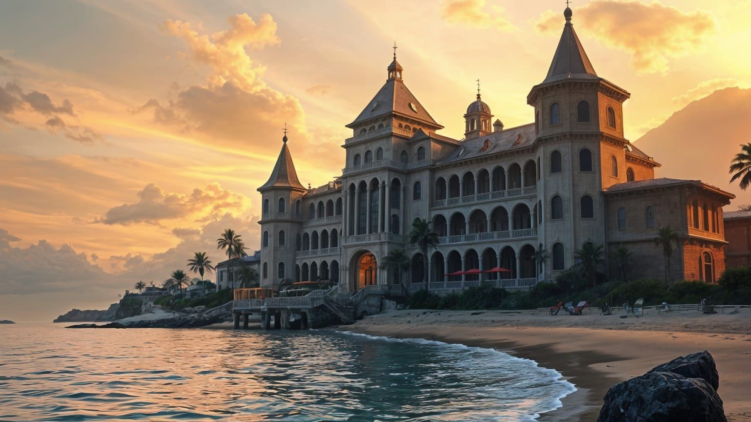 Giant Beach Mansion by the Sea