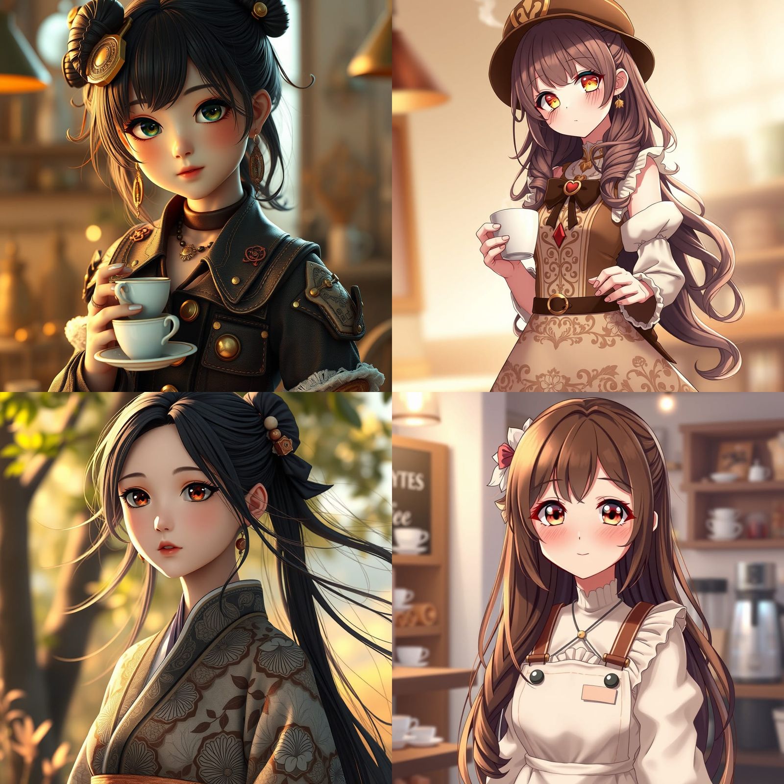 Anime Girl Character Based on Coffee, Detailed 3D Art