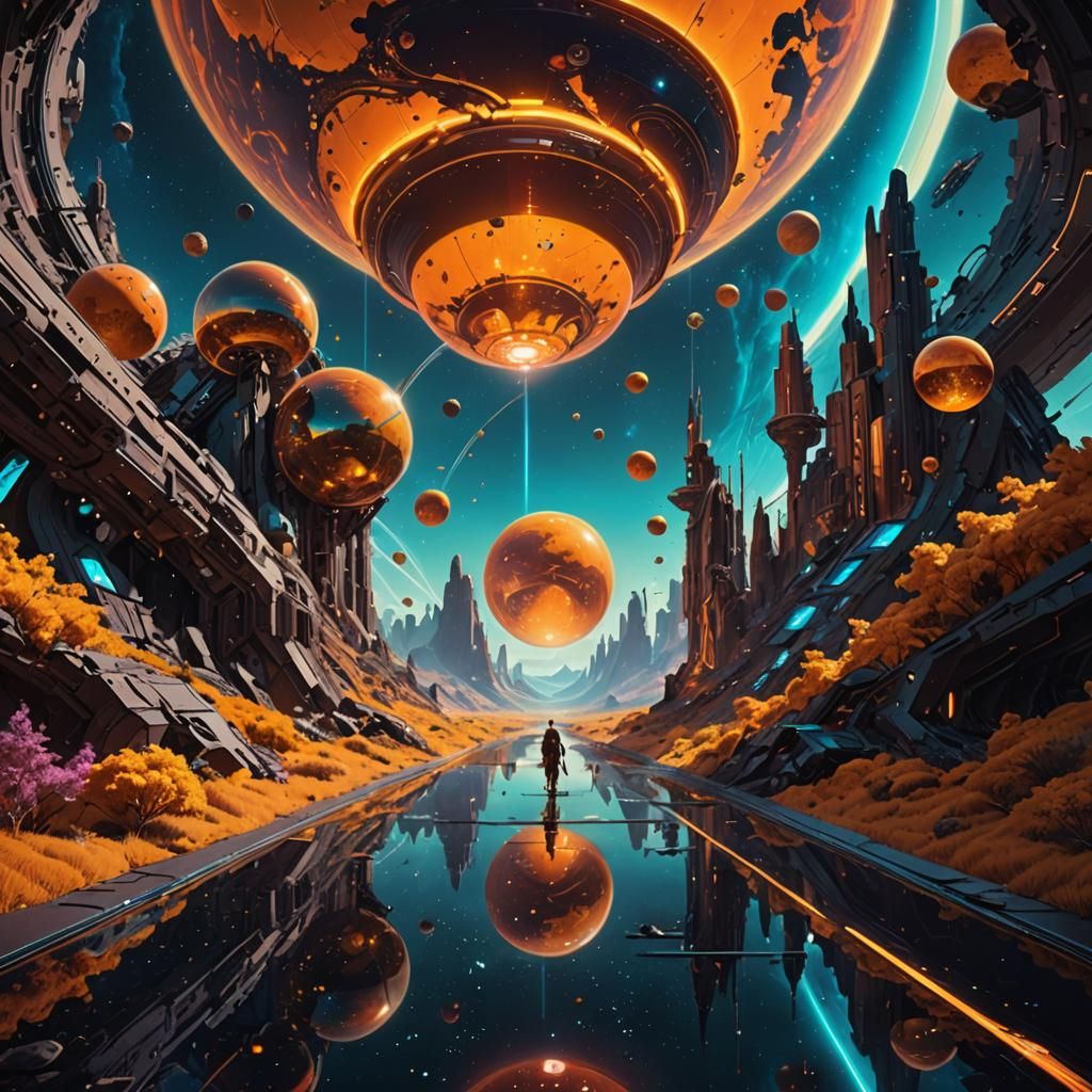 Ethereal Amber Road Among Celestial Wonders