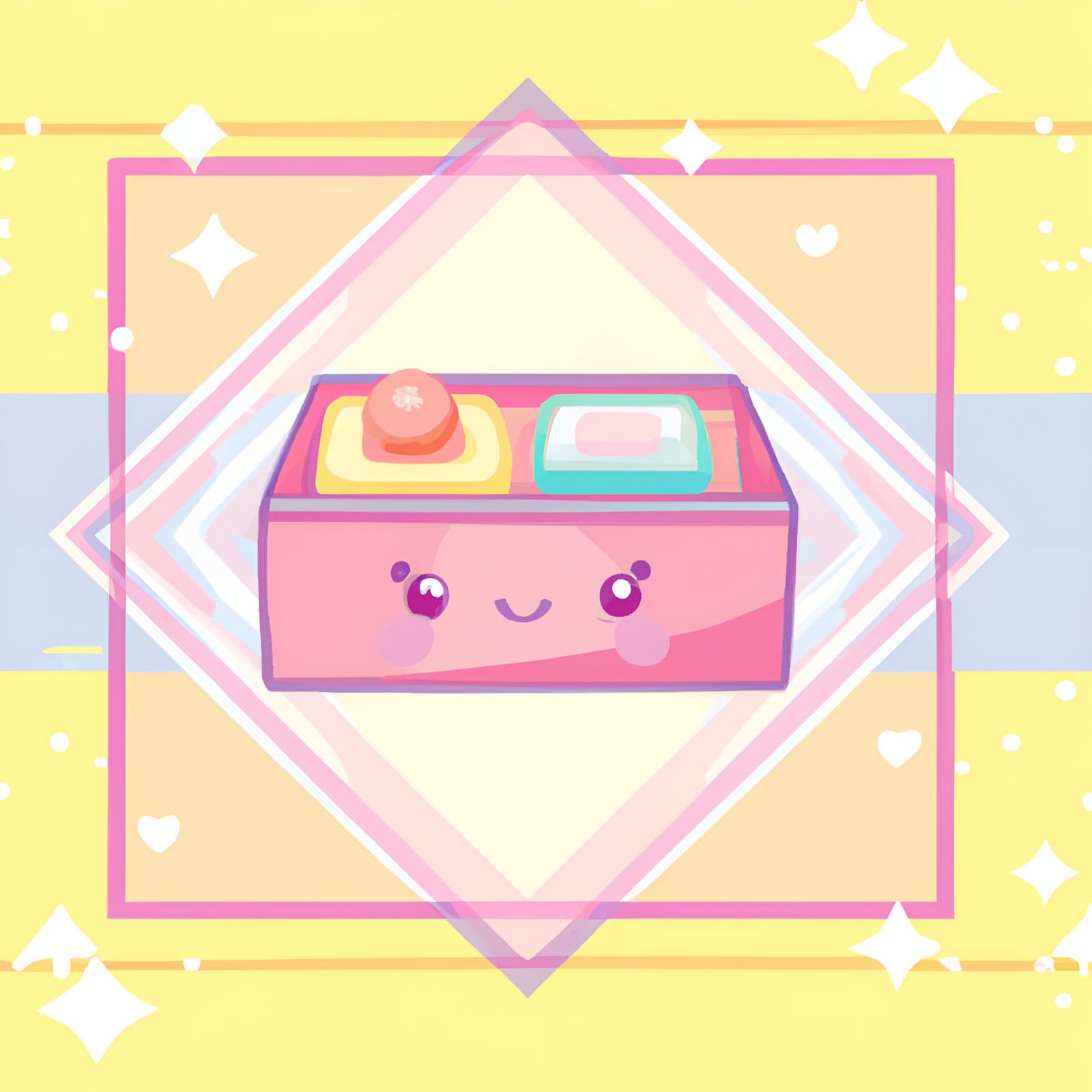 Happy Kawaii Pastel Pink Japanese Bento Box