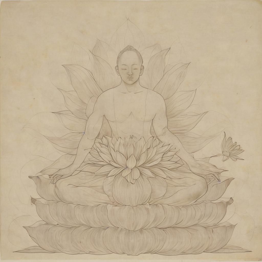 Translucent Figure Adorned with Lotus Flowers