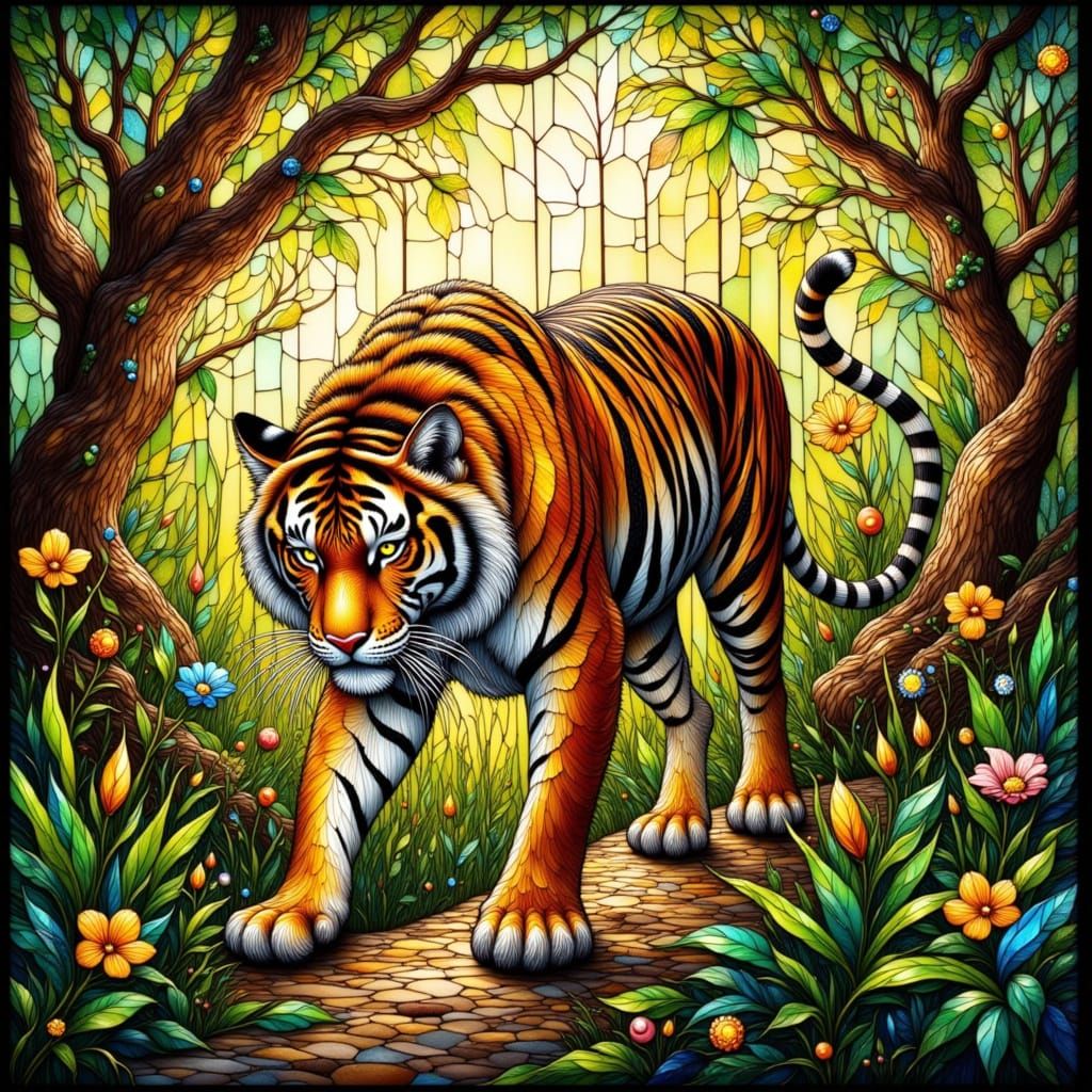 Stained Glass Tiger