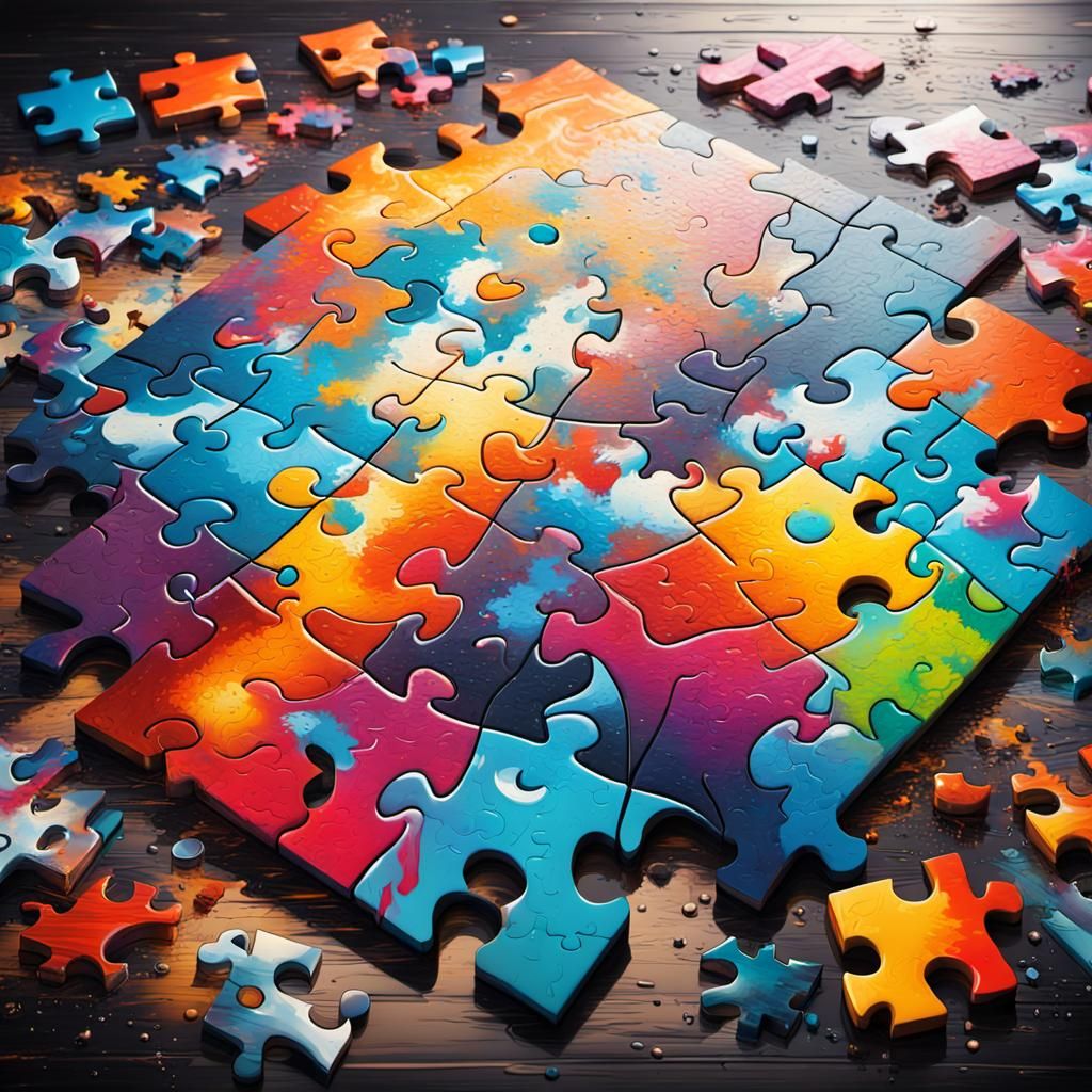 Jigsaw puzzle lying on a table