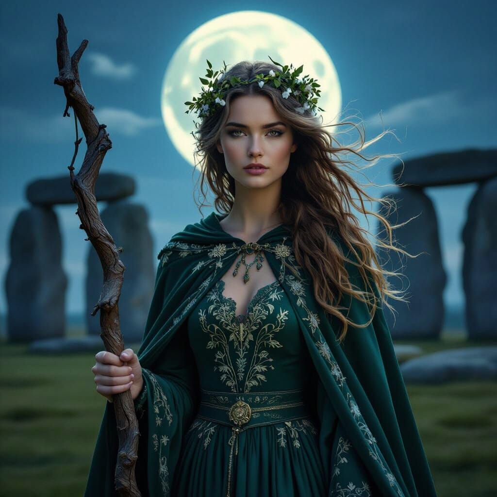 Eloise at Stonehenge Under Full Moon Portrait